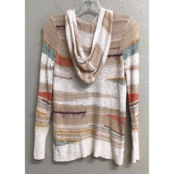 SPARROW ANTHROPOLOGIE Cardigan Sweater Hoodie Size Small Beige Print - Picture 2 of 10